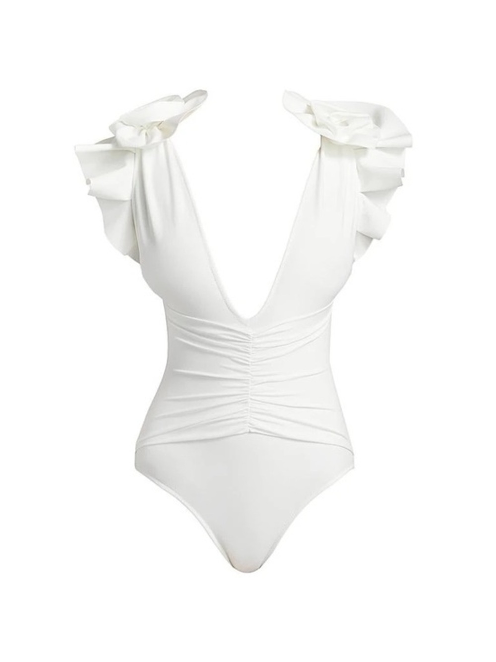 Chiara Boni Koji Ruched Ruffle-Trim Swimsuit Brand Size 42 | Size 6